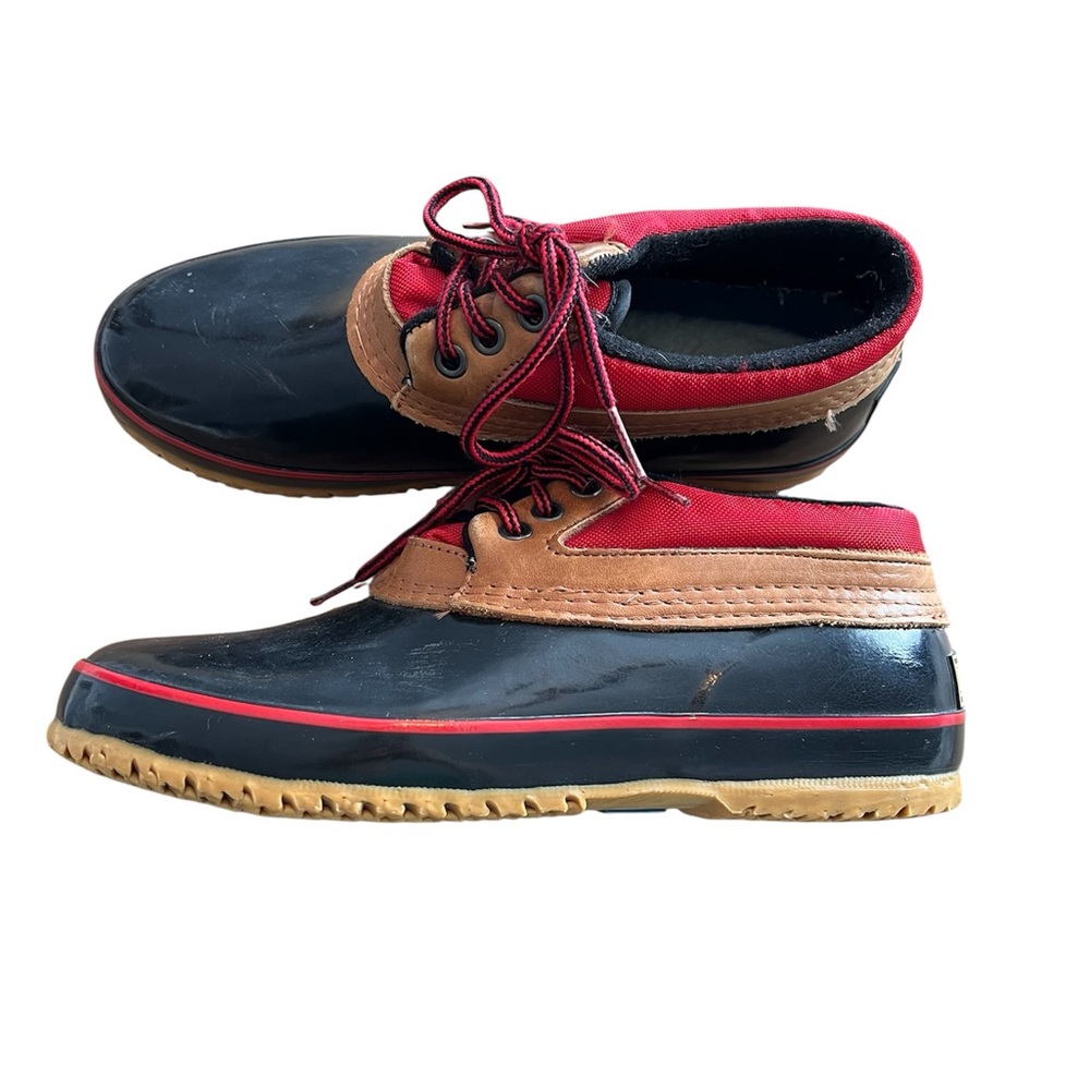 Land’s End Women’s Classic Duck Shoe in Red Black Tan size 9